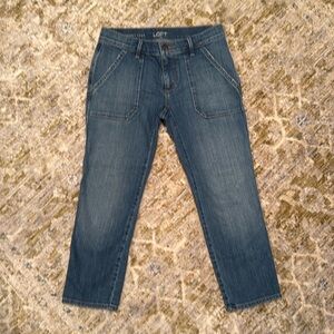 LOFT Relaxed Skinny Crop Faded Blue Denim Jeans Women’s 25/O Petite